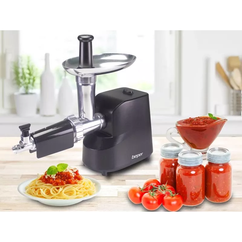Beper P102ROB200 picadora de carne elétrica com espremedor de tomate, 1200 W, preta