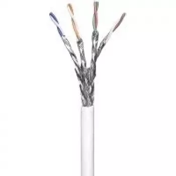 Cabo de rede Wentronic Goobay CAT 6, S/FTP (PiMF), branco, 100 m - mistura de cobre CCA, AWG 23/1 (maciço), PVC (94223)