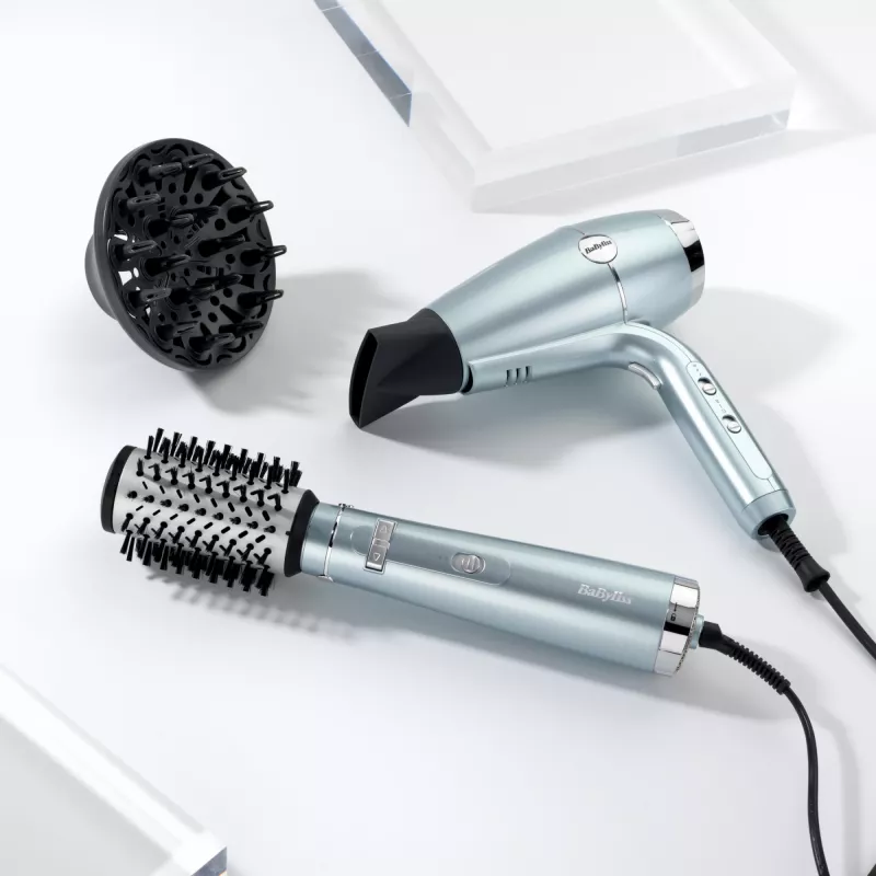 BaByliss AS773E Hydro Fusion Air Styler Escova de ar quente, Black, Metallic 700 W 98.4 (2.5 m)