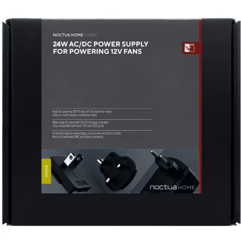 Noctua NV-PS1 fonte de alimentação, 115/230 V CA para 12 V CC, para ventoinhas de 12 V, preto