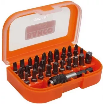 Conjunto de bits Bahco 31 peças para parafusos de fenda, Phillips, Pozidriv, TORX e sextavados