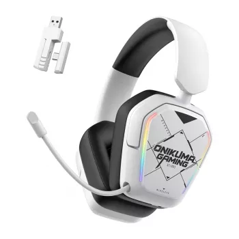 Headset com fios/sem fios Onikuma GT883 branco — ligação Bluetooth e por cabo, design over-ear