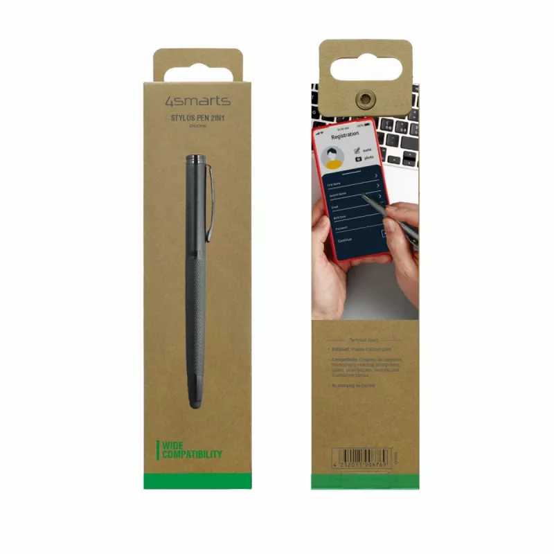 4smarts 2-em-1 ErgoRib Stylus universal, preto