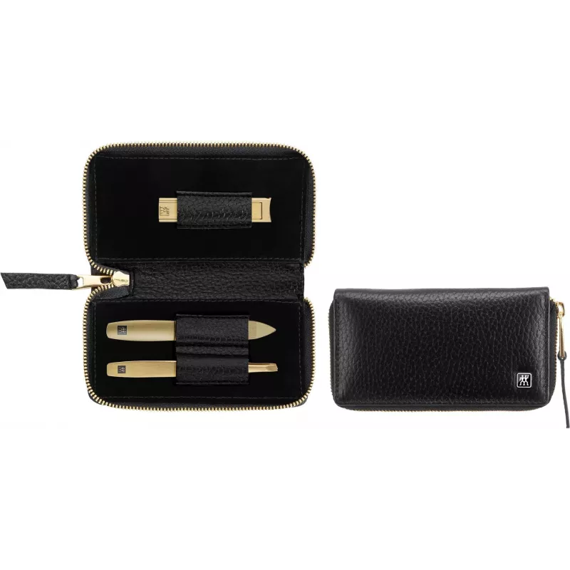 Conjunto de manicure ZWILLING Twinox Gold Edition 97746-004-0, estojo de couro preto, 3 peças