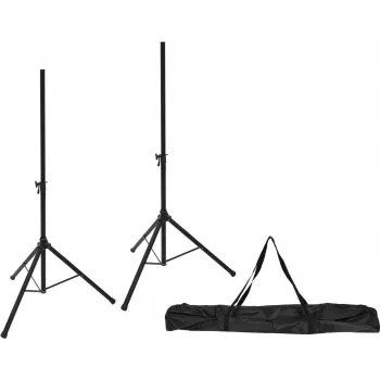 Conjunto de suportes para altifalantes Omnitronic M-3 (2x) com bolsa de transporte – suportes portáteis para altifalantes para PA e monitorização