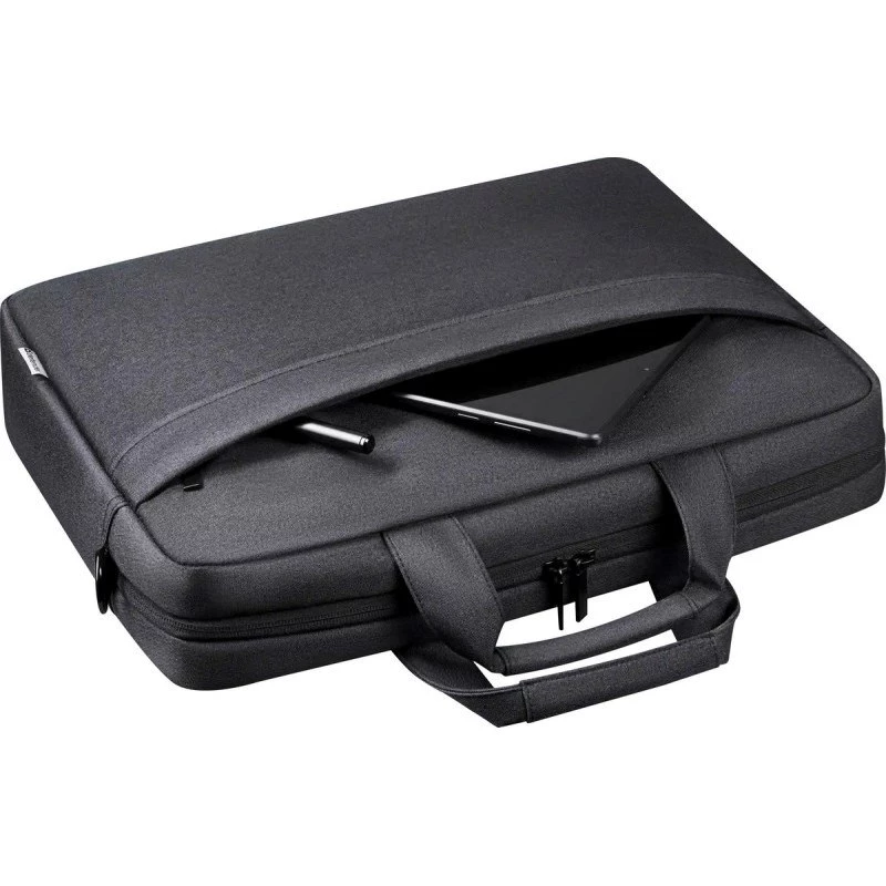 Mala para portátil DEFENDER FIRM 26123 para portáteis de 15,6 polegadas, poliuretano, preto, toploader, alça removível