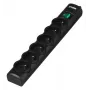 EVER Optima T/LZ08-OPT030/0000 extensão com proteção contra sobretensões, 6 tomadas, 3 m, 250 V, proteção para crianças, interruptor, preta