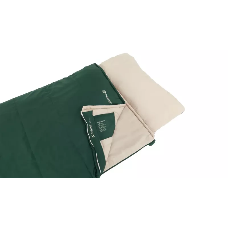 Saco de dormir Outwell Contour Prime adulto retangular poliéster 850×2200 mm, altura máxima do utilizador 190 cm, verde