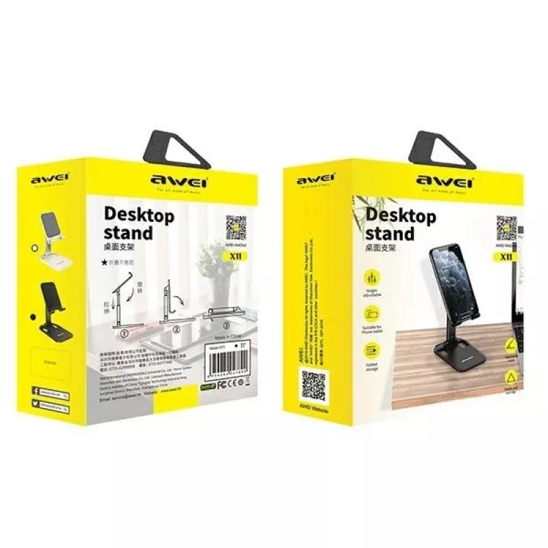 Suporte de mesa para tablets e smartphones Awei X11 – altura ajustável, leve