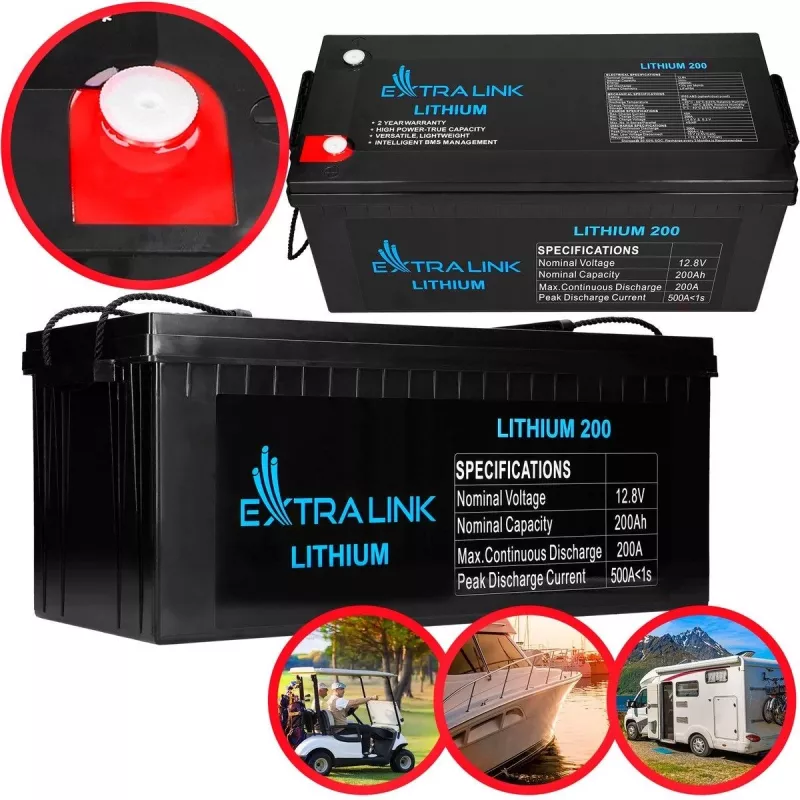 Extralink EX.30479 bateria recarregável industrial de lítio-ferro-fosfato (LiFePO4), 12,8 V, 200 Ah