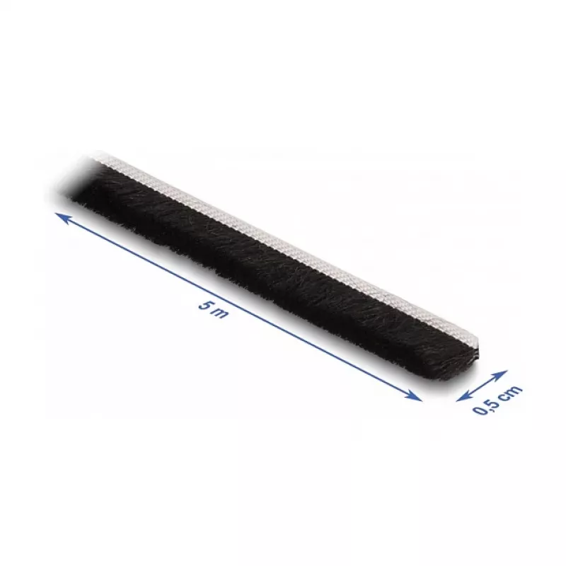 Barra de escovas DeLOCK autoadesiva 5 mm comprimento 5 m preto
