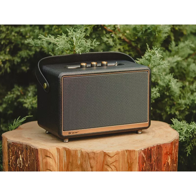 Altifalante estéreo portátil TRACER M45 Preto — Bluetooth 5.0, 45 W RMS, rádio FM, microfone incorporado, alimentado por pilhas