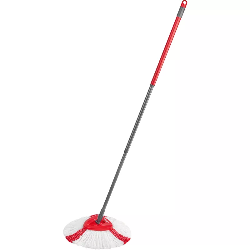 Mopa VILEDA EasyWring & Clean Turbo, balde de tecnopolímero vermelho, capa de microfibra lavável removível, para pavimentos duros