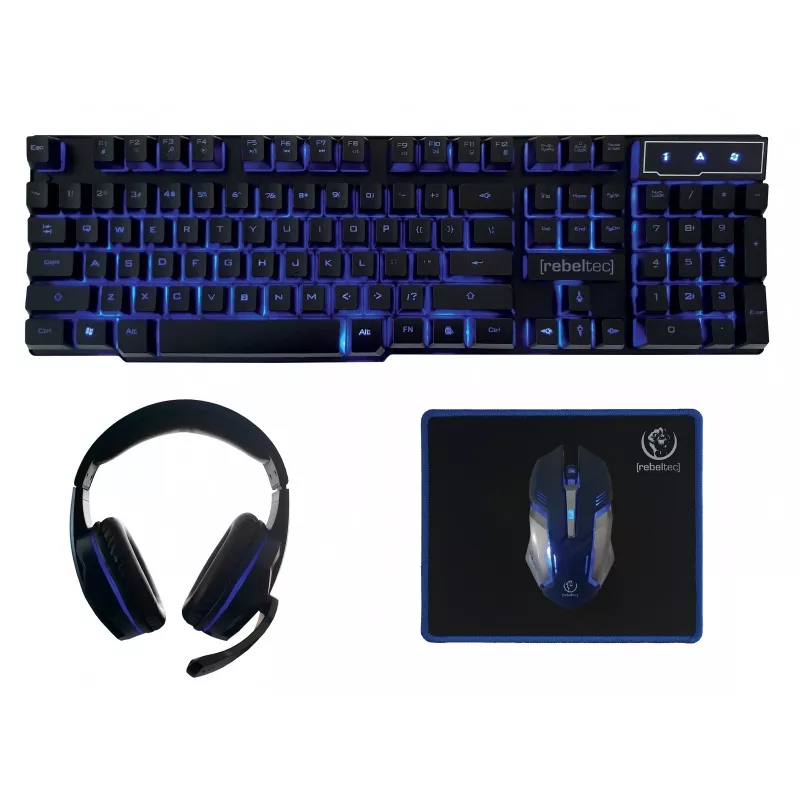 Teclado e rato Rebeltec SHERMAN Gaming USB QZERTY inglês preto