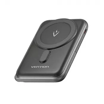 Powerbank Vention 10000mAh magnético sem fios 20W, 1×USB-C, carregamento sem fios, preto