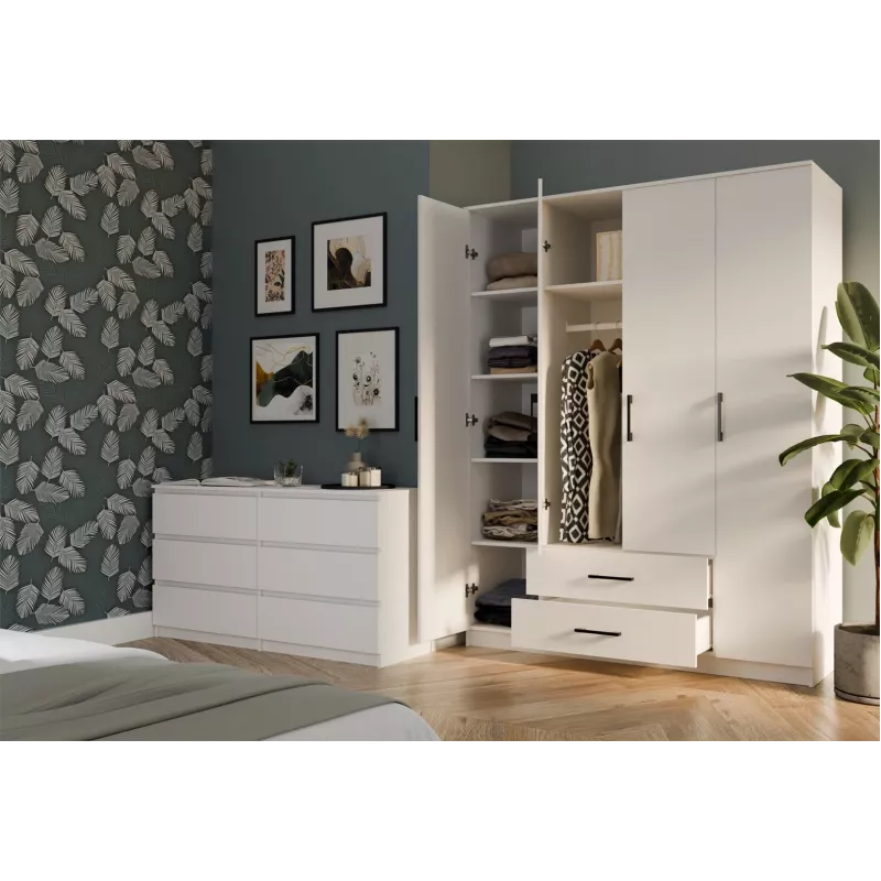 Topeshop ROMANA 160 BIEL KPLB Roupeiro/armário de quarto 11 prateleiras 4 porta(s) branco