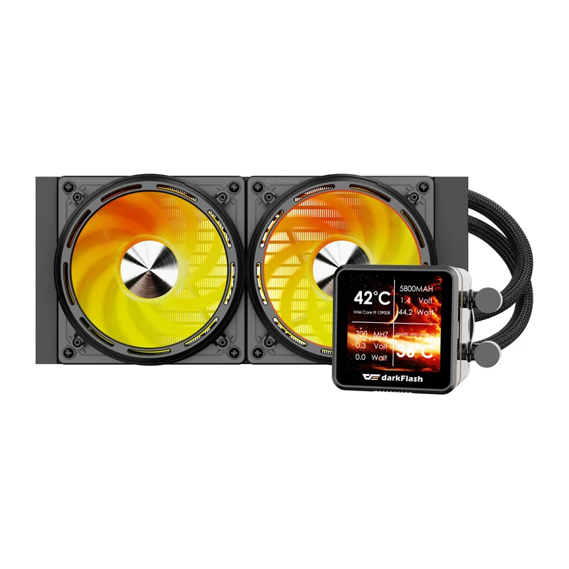 Refrigeração líquida de CPU Darkflash DE240 (preta) — radiador de 240 mm, refrigeração líquida AIO