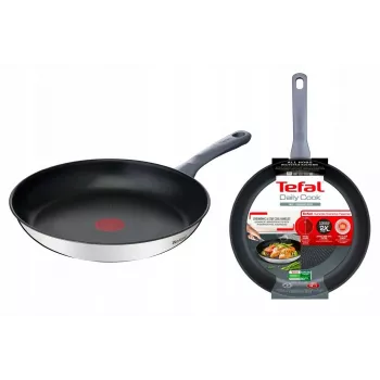 Frigideira multiusos Tefal Daily Cook G7300655 aço inoxidável 28 cm, cabo único em baquelite, revestimento interior de titânio