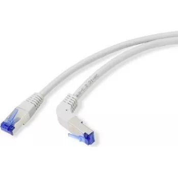 Renkforce cabo de ligação RJ45 RJ45 CAT 6a S/FTP 10,00 m cinzento curvado 90° para baixo (RF-4892538)