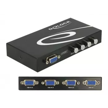 Switch VGA DeLock 4 portas manual bidirecional - comutador de ecrã - 4 x VGA - Desktop (87635)