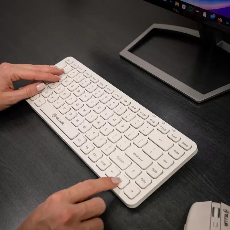 Teclado sem fios Tellur TLL491241 Mini branco — layout compacto, ligação sem fios