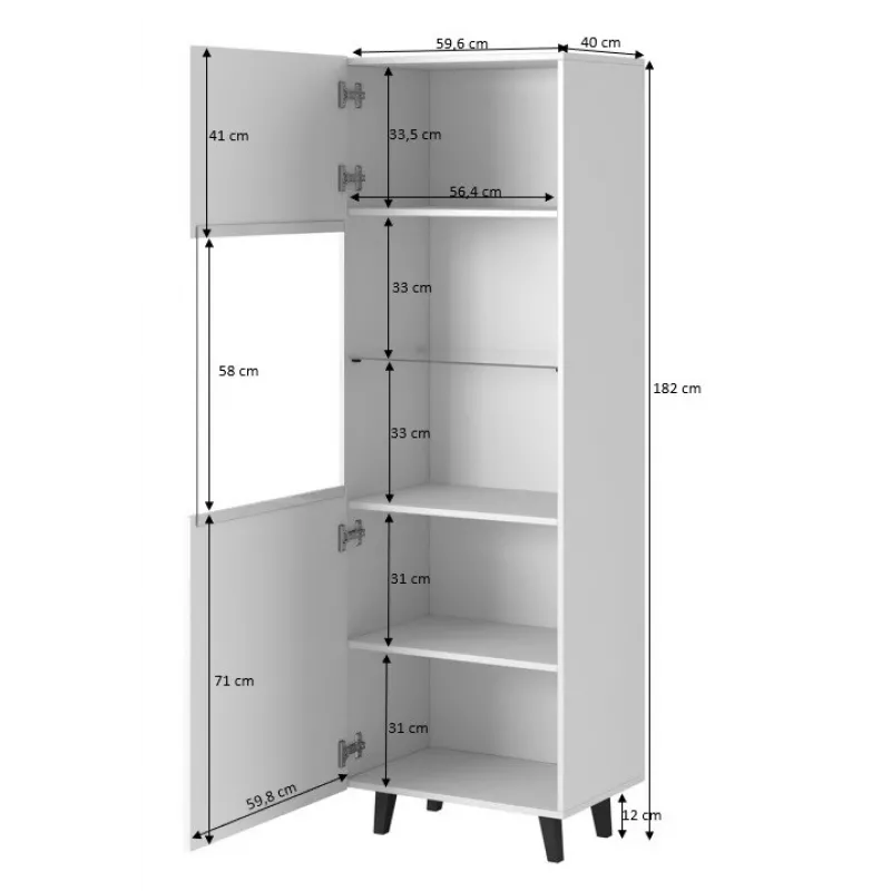 Armário de arrumação cama meble PAFOS 60×40×182 cm branco mate de chão