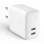 Carregador de parede Aukey PA-B4 2x USB branco GaN – fonte de alimentação USB compacta com duas portas USB