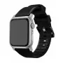 Pulseira Nomad Rugged Strap preta conector prateado para 42/44/45/49 mm