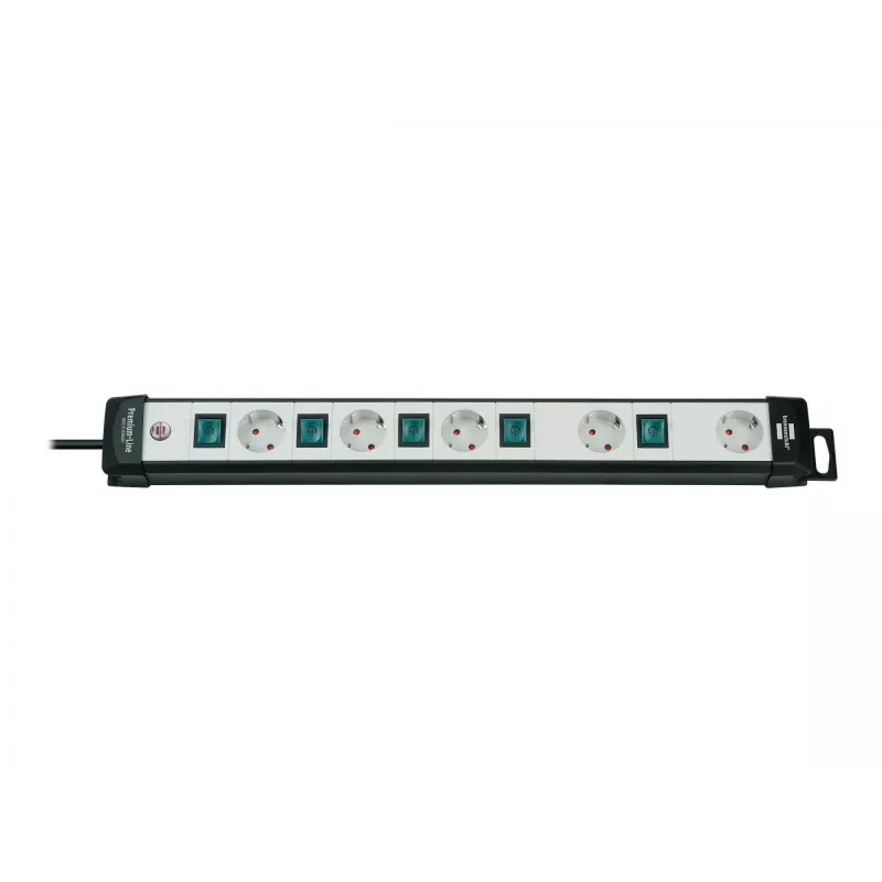 Brennenstuhl Premium-Line Technik 5 tomadas, 3 m régua de tomadas 5 tomadas preto/cinzento-claro, 3m H05VV-F 3G1,5, com interruptor individual, disposição especial das tomadas