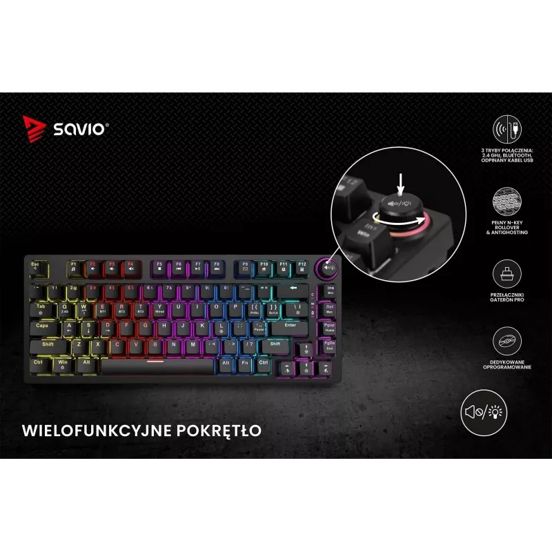 Teclado gaming Savio Phenix SAVGK-RED USB RF Wireless Bluetooth QWERTY