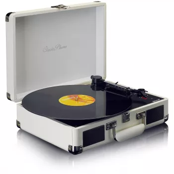 Gira-discos com acionamento por correia Lenco TT-115CR creme — gira-discos tipo mala, gravação USB, Bluetooth 5.0, 33/45/78 rpm