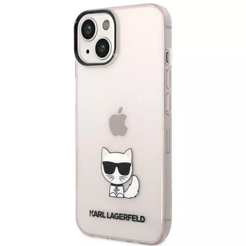Karl Lagerfeld KLHCP14MCTRI iPhone 14 Plus / 15 Plus 6.7 capa rígida rosa / rosa transparente Choupette Body