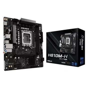 Motherboard Micro-ATX ASRock H810M-H — Intel H810, LGA 1851 (Socket V1), 2x DIMM DDR5, até 128 GB, M.2 & SATA III