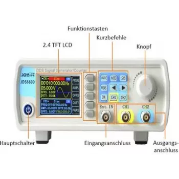 Joy-it JDS6600-LITE gerador de funções alimentado por rede 15 MHz - 0,01 µHz 2 canais triangular, retangular, sinal, sinusoidal, curva de Lorentz, arbitrário, impulso, ruído (JDS6600-LITE)