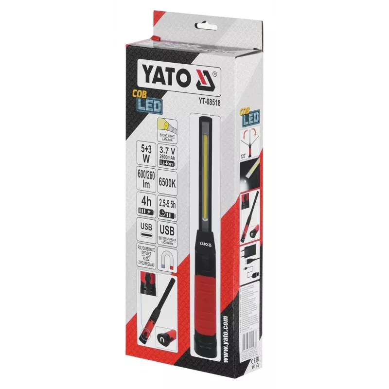 Lâmpada de trabalho Yato YT-08518 preta LED 8 W