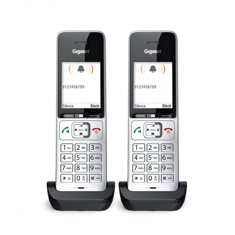 Telefone analógico/DECT Gigaset COMFORT 500HX duo com identificação de chamadas preto, prateado