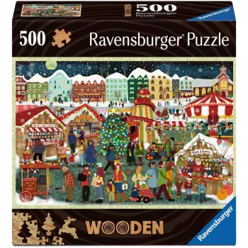 Puzzle Ravensburger Wooden Puzzle Christmas Market — 500 peças, puzzle de madeira