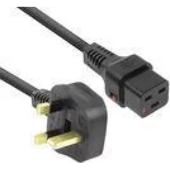 Cabo de alimentação ACT ficha Reino Unido – C19 IEC Lock preto 2 m PC1214 230 V 16 A