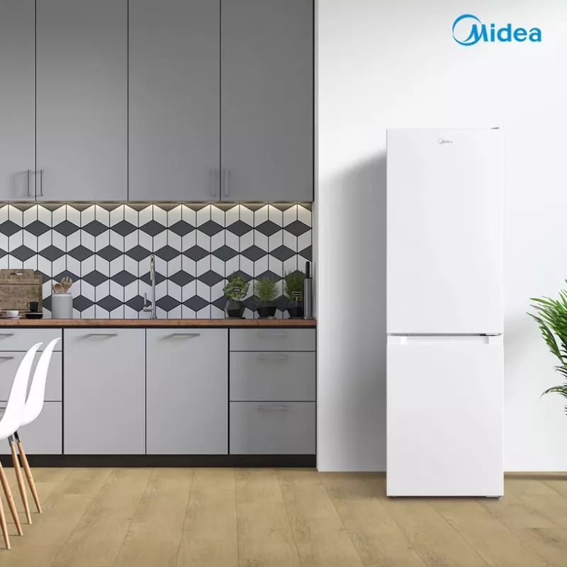 Frigorífico combinado Midea MDRB369FGE01 — 262 L (compartimento de refrigeração 194 L / compartimento de congelação 68 L), 177,3 cm, classe de eficiência energética E, branco