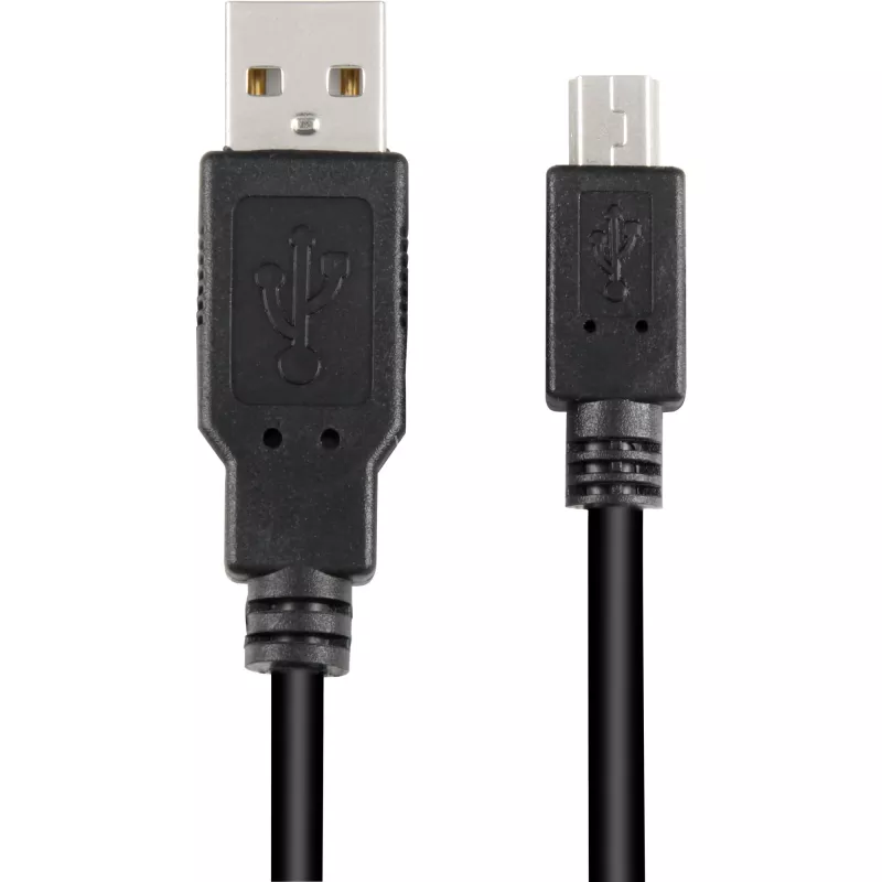 Cabo USB 2.0, ficha USB-A > ficha Mini-USB preto, 3,0 metros, duplamente blindado