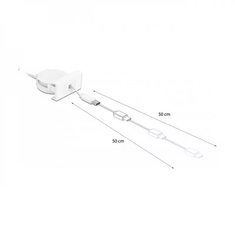 Cabo enrolável DeLOCK Easy 45 USB 2.0 Type-A para Type-C 0,62 m