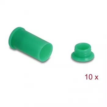 Tampa de proteção contra poeira DELOCK 60673 para conectores DL4, silicone, verde, 14×27×14 mm, pack de 10
