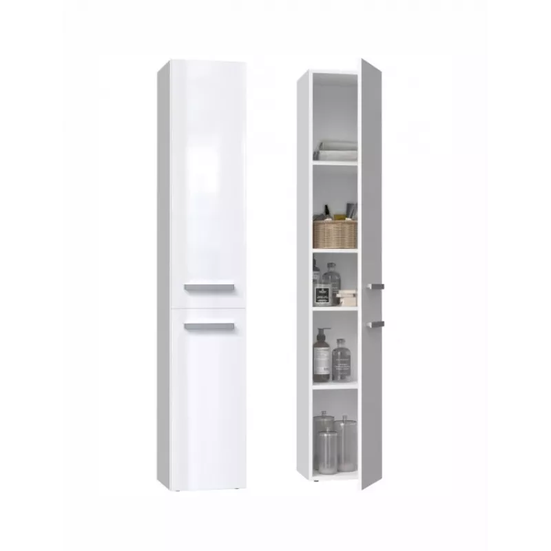 Armário de arrumação de casa de banho top e shop NEL II BIEL POŁ — de pé, 5 prateleiras, 310×300×1740 mm, branco