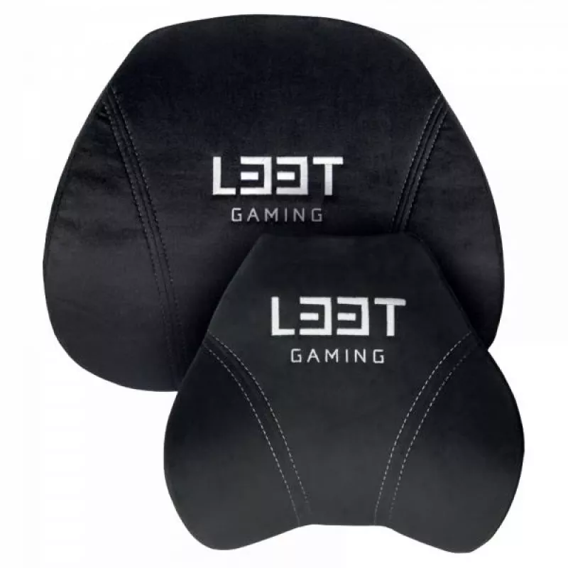 Conjunto de almofadas de cadeira gaming de luxo L33T Gaming 160382, espuma com memória, veludo, ultra macio, Preto