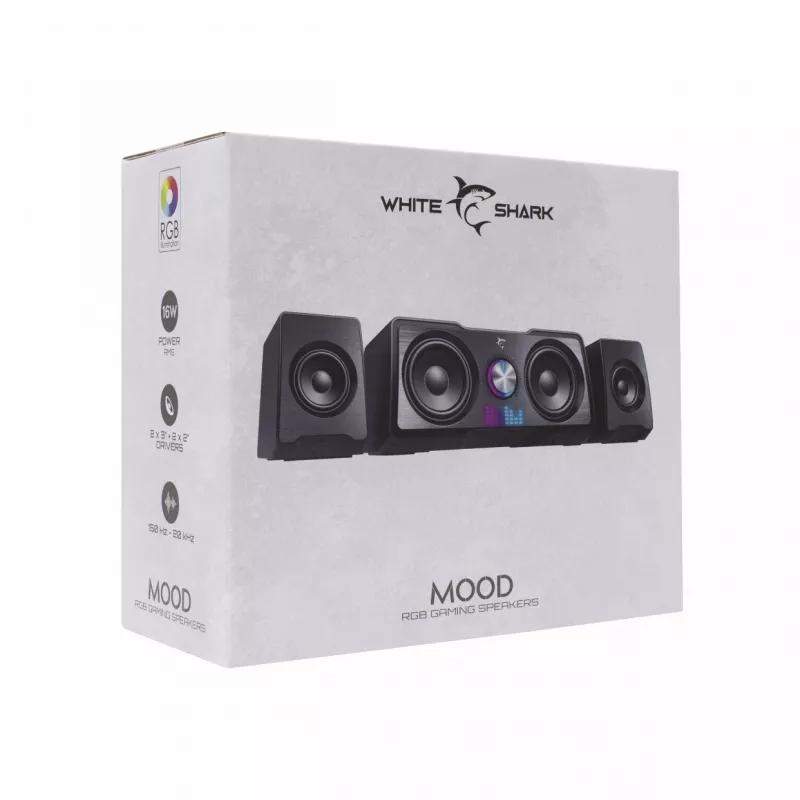 Sistema de altifalantes White Shark GSP-968 Mood RGB Gaming 2.2 Preto