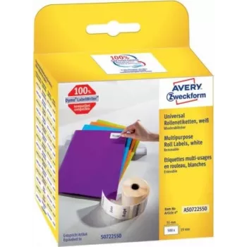 Avery - Etiquetas de papel retangulares com adesivo removível - branco - 19 x 51 mm 500 etiqueta(s) (1 rolo(s) x 500) (AS0722550)