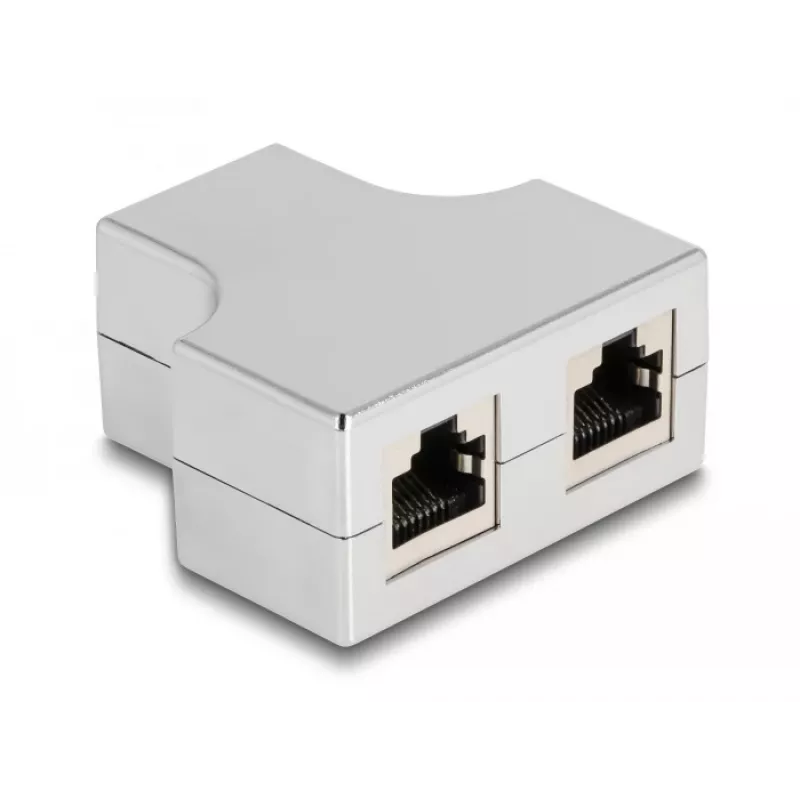 Adaptador splitter T RJ45 DeLOCK 1 x conector fêmea RJ45 para 2 x conector fêmea RJ45 Cat.5e STP