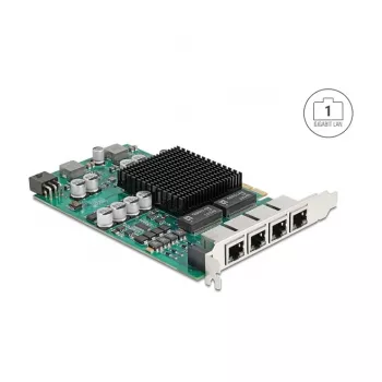 Placa de rede DELOCK PCI Express x4 Gigabit LAN 4xRJ45 PoE+