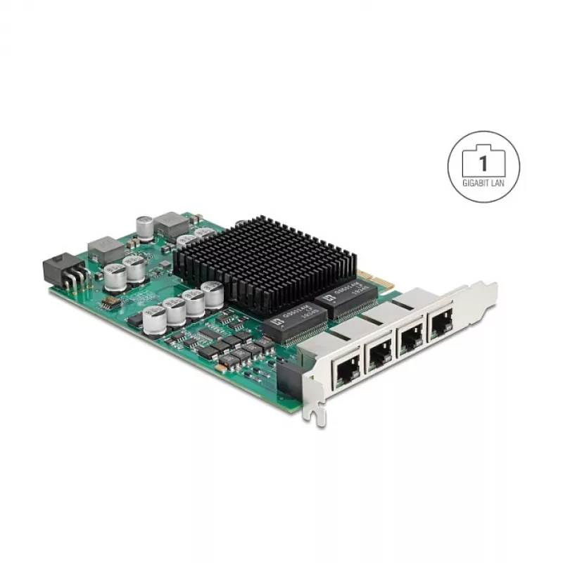 Placa de rede DELOCK PCI Express x4 Gigabit LAN 4xRJ45 PoE+