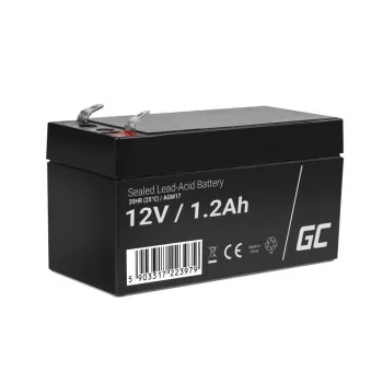 Bateria de chumbo-ácido selada (VRLA) Green Cell AGM17 12 V 1,2 Ah — 52 mm de altura, 43×97 mm, 0,5 kg